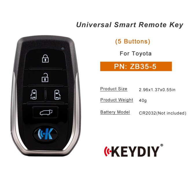 [5Pcs/Lot] KEYDIY KD ZB35-5 Universal Smart Remote Key 5 Buttons for Toyota Type
