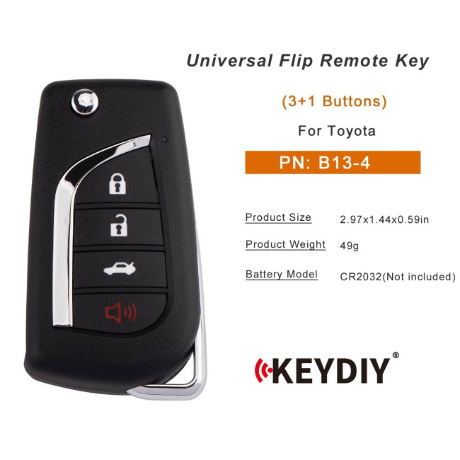 [5Pcs/Lot] KEYDIY KD B13-4 Universal Flip Remote Key 3+1 Buttons for Toyota Type
