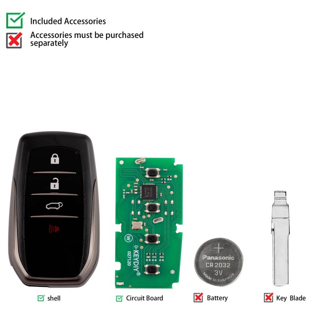[5Pcs/Lot] KEYDIY KD ZB35-4 Universal Smart Remote Key 3+1 Buttons for Toyota Type