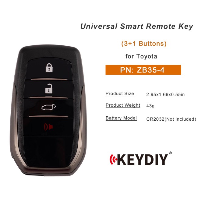 [5Pcs/Lot] KEYDIY KD ZB35-4 Universal Smart Remote Key 3+1 Buttons for Toyota Type