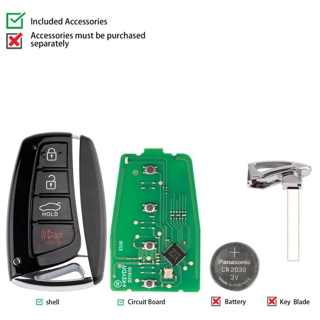 [5Pcs/Lot] KEYDIY KD ZB39-4 Universal Smart Remote Key 3+1 Buttons for Hyundai Type