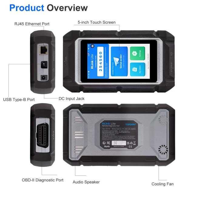 TOPDON RLink Lite All-in-one Special Inspection 13 in 1 D9S D9S OE-level Diagnostics Compliant with D-PDU J2534 and RP1210 Free Update