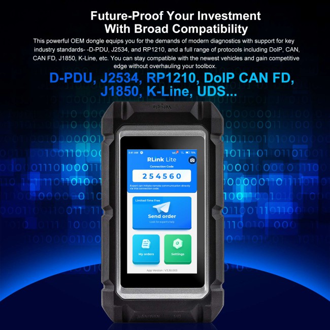 TOPDON RLink Lite All-in-one Special Inspection 13 in 1 D9S D9S OE-level Diagnostics Compliant with D-PDU J2534 and RP1210 Free Update