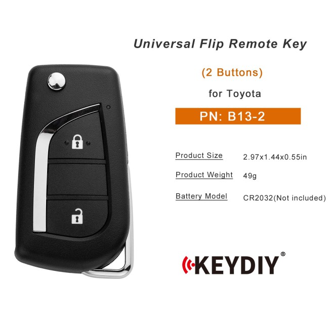 [5Pcs/Lot] KEYDIY KD B13-2 Universal Flip Remote Key 2 Buttons for Toyota Type