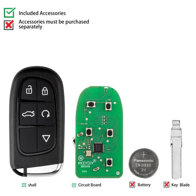 [5pcs/lot] KEYDIY KD ZB34-5 Universal Smart Remote Key 5 Buttons for Jeep Chrysler Dodge Type