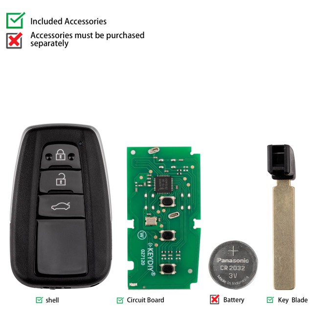[5pcs/lot] KEYDIY KD ZB36-3 Universal Smart Remote Key 3 Buttons for Toyota Type