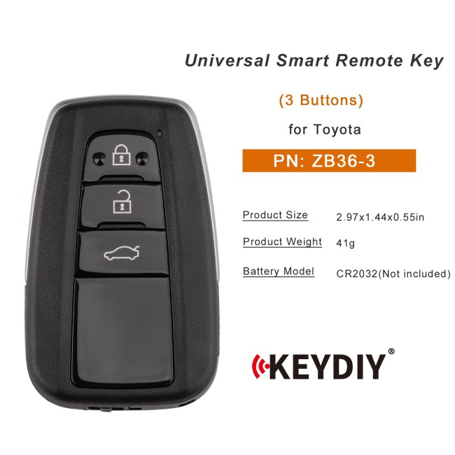 [5pcs/lot] KEYDIY KD ZB36-3 Universal Smart Remote Key 3 Buttons for Toyota Type