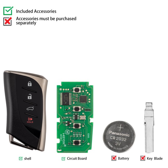 [5Pcs/Lot] KEYDIY KD TDB42-4 Universal Smart Remote Key 3+1 Buttons for Lexus Type