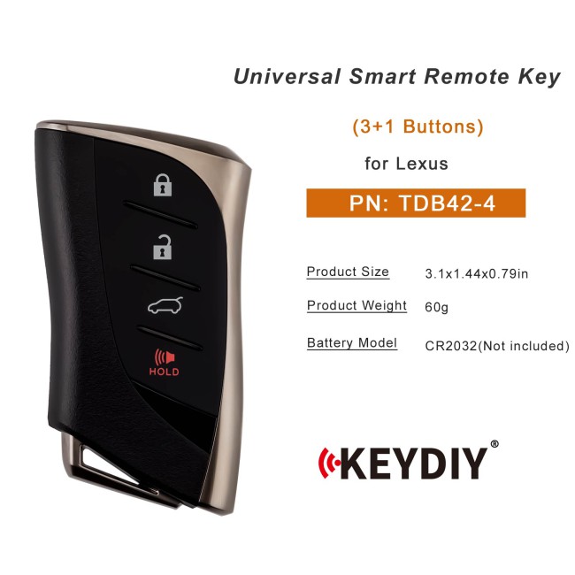 [5Pcs/Lot] KEYDIY KD TDB42-4 Universal Smart Remote Key 3+1 Buttons for Lexus Type