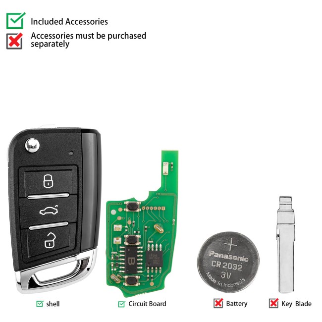 [5Pcs/Lot] KEYDIY KD B15-3 Universal Flip Remote Key 3 Buttons for VW MQB Type