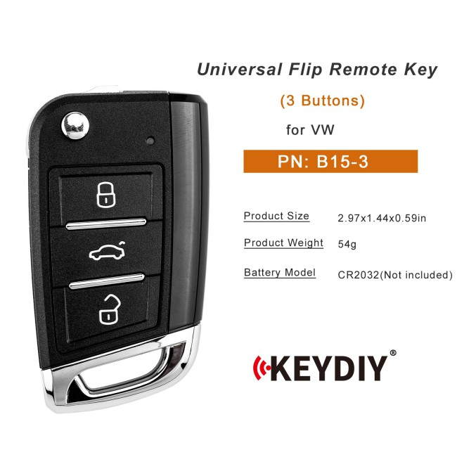 [5Pcs/Lot] KEYDIY KD B15-3 Universal Flip Remote Key 3 Buttons for VW MQB Type