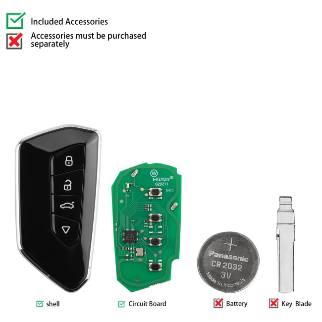 [5pcs/lot] KEYDIY KD ZB25-4 Universal Smart Remote Key 4 Buttons for VW Type