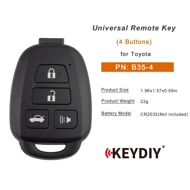 [5Pcs/Lot] KEYDIY KD B35-4 Universal Remote Key B Series 4 Buttons for Toyota Type