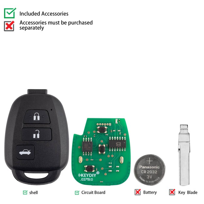 [5Pcs/Lot] KEYDIY KD B35-3 Universal Remote Key B Series 3 Buttons for Toyota Type