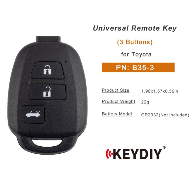 [5Pcs/Lot] KEYDIY KD B35-3 Universal Remote Key B Series 3 Buttons for Toyota Type