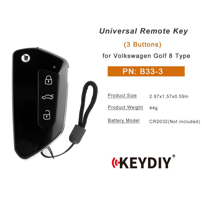 [5Pcs/Lot] KEYDIY KD B33-3 Universal Remote Key 3 Buttons for Volkswagen Golf 8 Type
