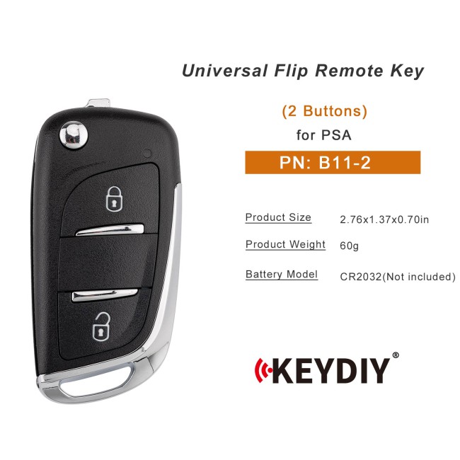 [5Pcs/Lot] KEYDIY KD B11-2 Universal Flip Remote Key 2 Buttons for PSA Type