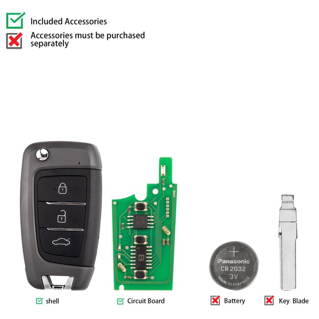 [5Pcs/Lot] KEYDIY KD B25-3 Universal Flip Remote Key 3 Buttons for Hyundai Type