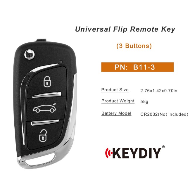 [5Pcs/Lot] KEYDIY KD B11-3 (NEW) Universal Flip Remote Key 3 Buttons