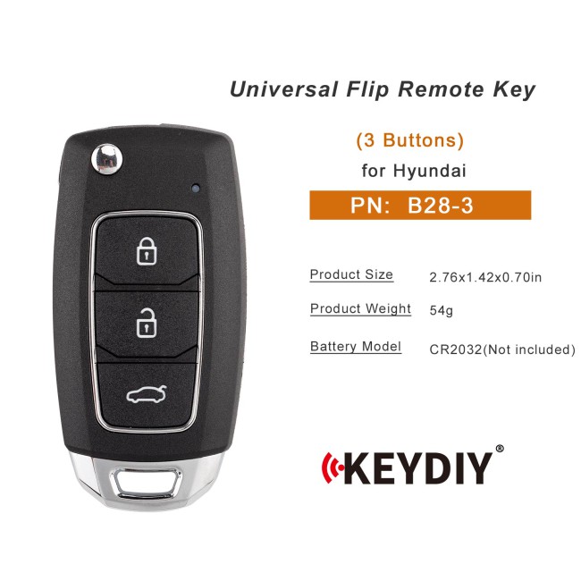 [5Pcs/Lot] KEYDIY KD B28-3 Universal Flip Remote Key 3 Buttons for Hyundai Type