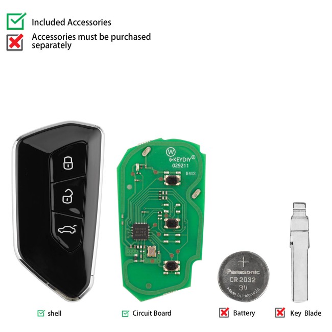 [5Pcs/Lot] KEYDIY KD ZB25-3 Universal Smart Remote Key 3 Buttons for VW Type