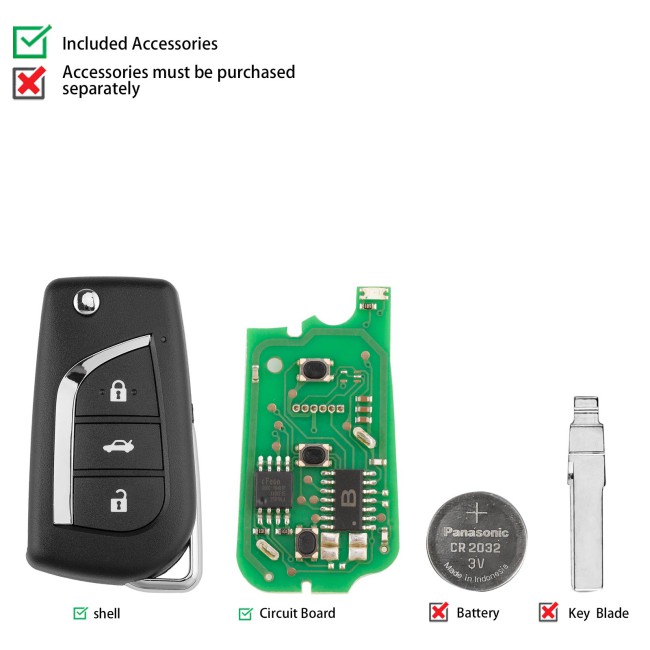 [5Pcs/Lot] KEYDIY KD B13-3  Universal Flip Remote Key 3 Buttons for Toyota Type