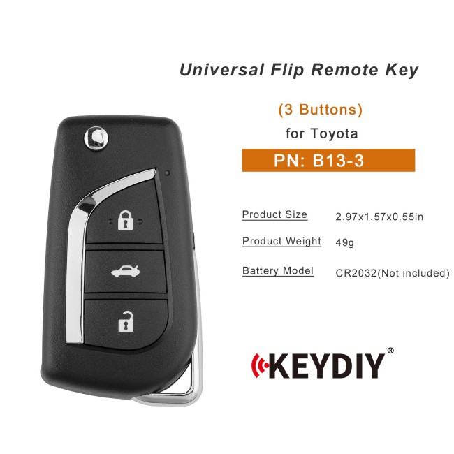 [5Pcs/Lot] KEYDIY KD B13-3  Universal Flip Remote Key 3 Buttons for Toyota Type