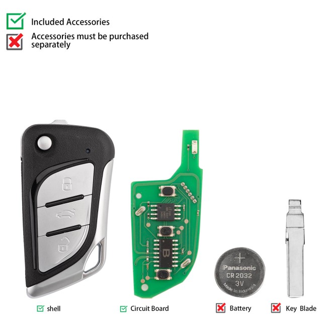 [5Pcs/Lot] KEYDIY KD B30-3 (Metal Button) Universal Flip Remote Key 3 Buttons for Cadillac Type