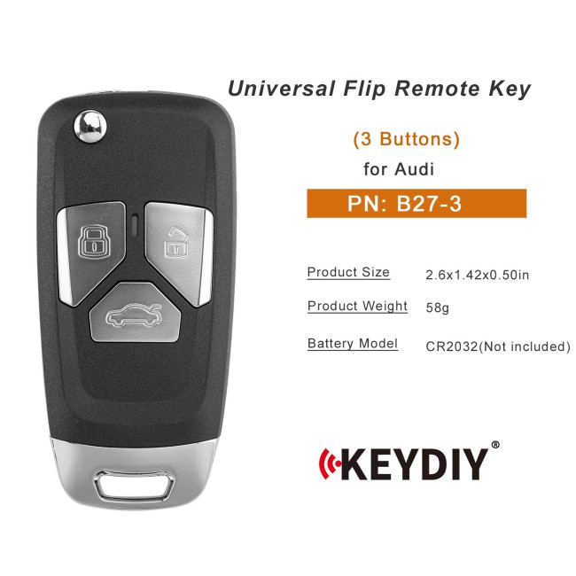 [5Pcs/Lot] KEYDIY KD B27-3 Universal Flip Remote 3 Buttons for Audi Type