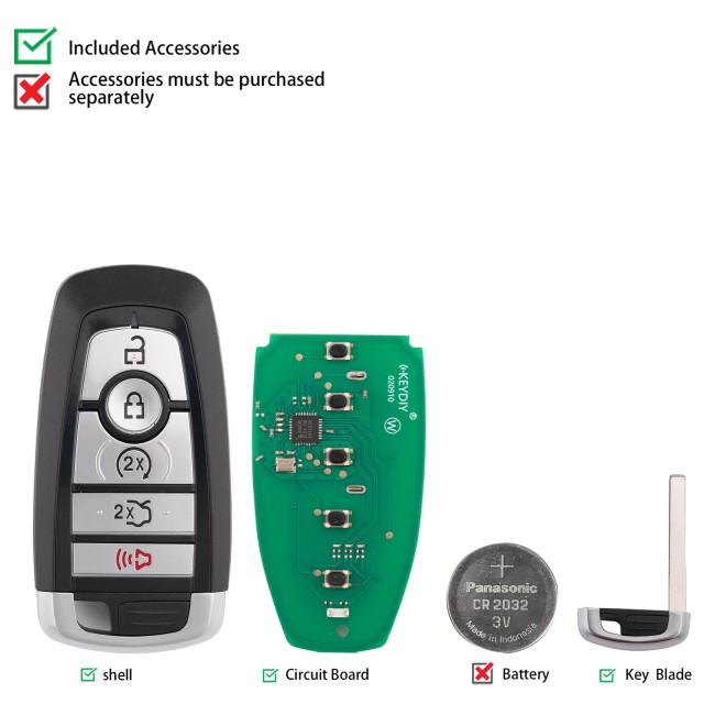 KEYDIY KD ZB21-5 Universal Smart Remote Key 4+1 Buttons for Ford Type 5pcs/lot