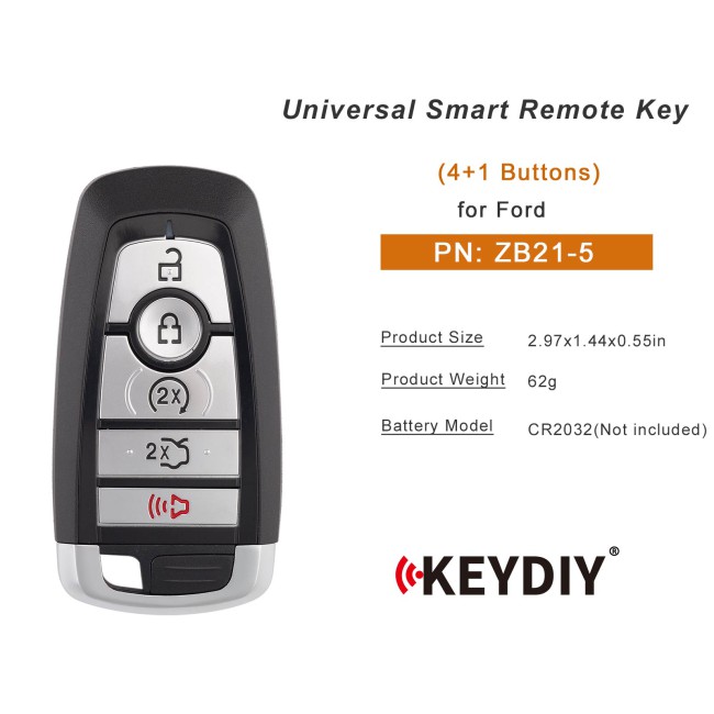 KEYDIY KD ZB21-5 Universal Smart Remote Key 4+1 Buttons for Ford Type 5pcs/lot