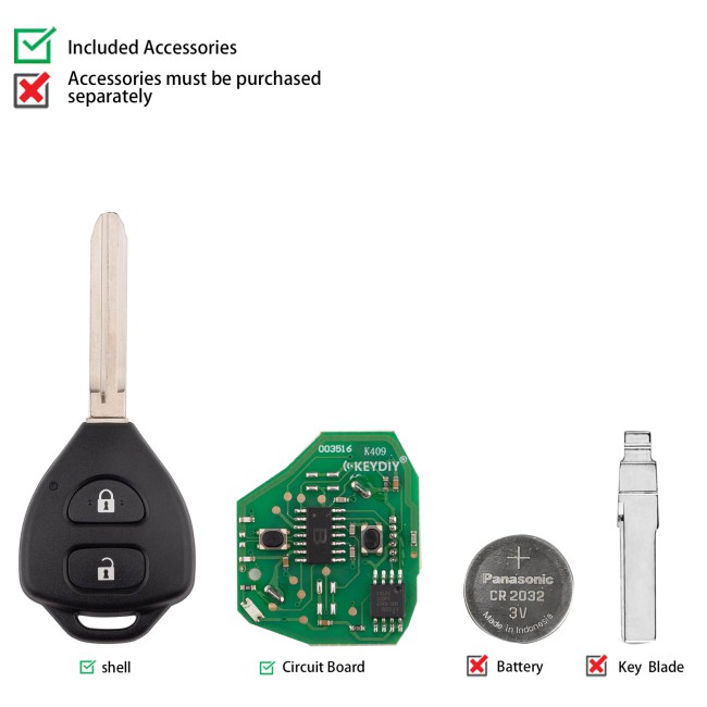 KEYDIY KD B05-2 Universal Remote Key 2 Buttons for Toyota Type 5pcs/lot