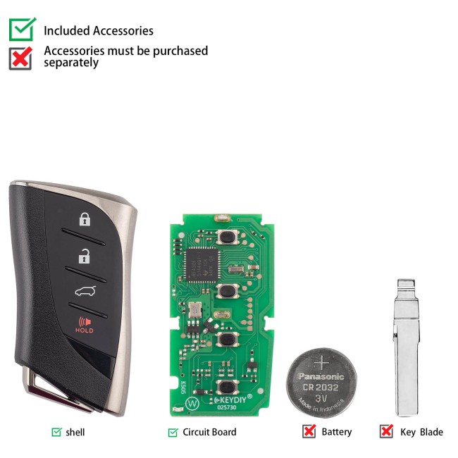 [5Pcs/Lot] KEYDIY KD TB42-4 Universal Smart Remote Key 3+1 Buttons for Lexus Type