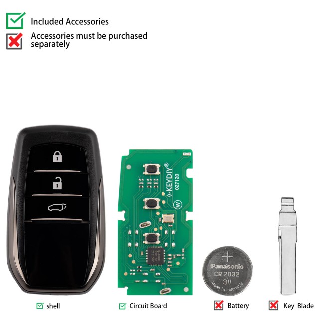 [5Pcs/Lot] KEYDIY KD ZB35-3 Universal Smart Remote Key 3 Buttons for Toyota Type