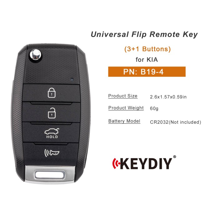 [5Pcs/Lot] KEYDIY KD B19-4 Universal Flip Remote Key 3+1 Buttons for KIA Type