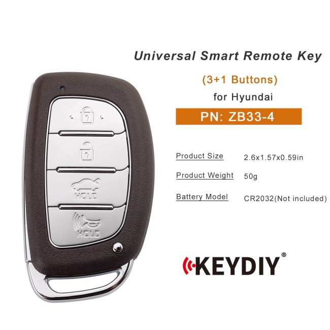 [5pcs/lot] KEYDIY KD ZB33-4 Universal Smart Remote Key 3+1 Buttons for Hyundai Type