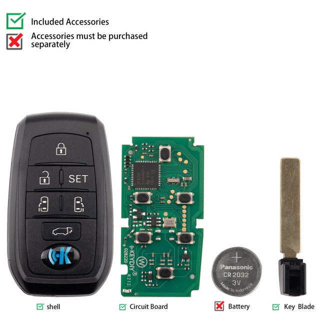 [5Pcs/Lot] KEYDIY KD TB01-6  for Toyota for Lexus Universal Smart Remote Key 6 Buttons With 8A Transponder