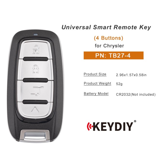 [5Pcs/Lot] KEYDIY KD TB27-4 Universal Smart Remote Key 4 Buttons for Chrysler Type