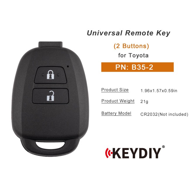 [5Pcs/Lot] KEYDIY KD B35-2 Universal Remote Key B Series 2 Buttons for Toyota Type