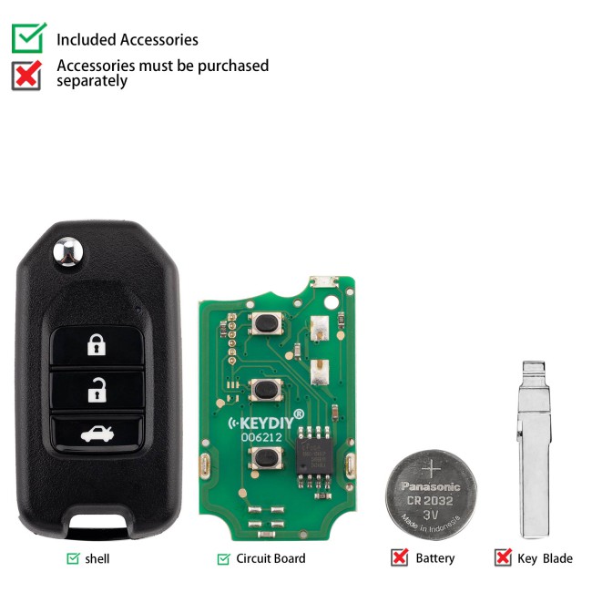 [5Pcs/Lot] KEYDIY KD B10-3 Universal Flip Remote Key 3 Buttons for Honda Type