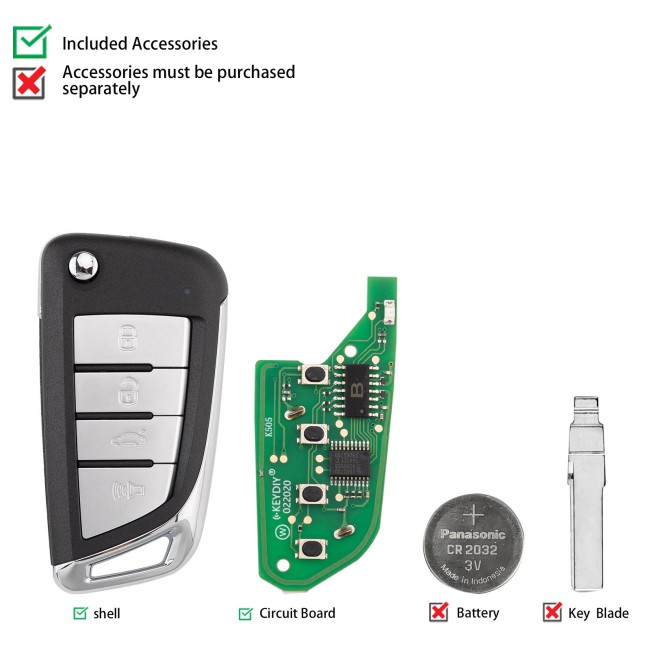 [5Pcs/Lot] KEYDIY KD NB59-4 Universal Flip Remote Key 4 Buttons