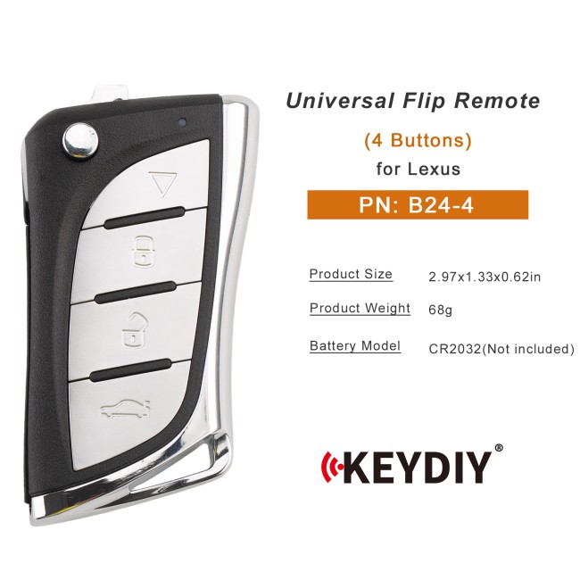 [5Pcs/lot] KEYDIY KD B24-4 Universal Flip Remote Key 4 Buttons for Lexus Type