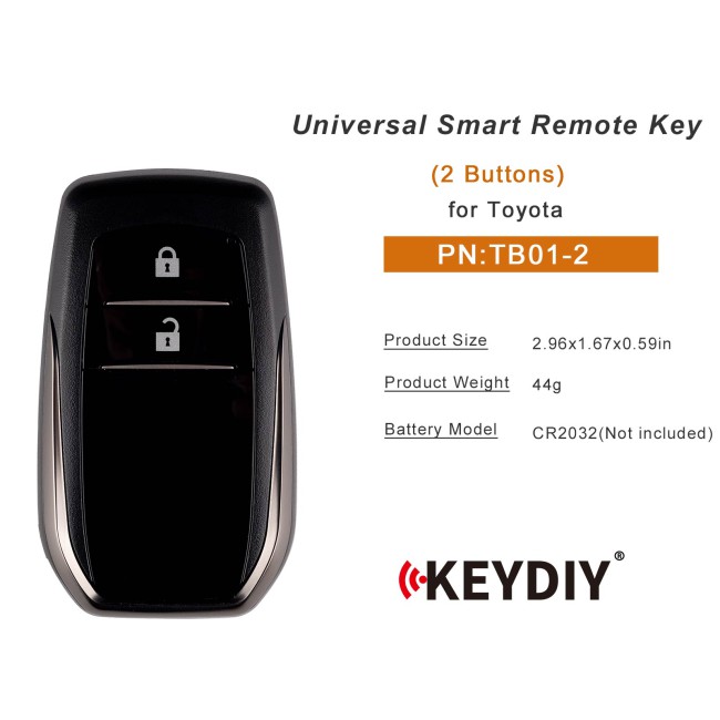 [5Pcs/Lot] KEYDIY KD TB01-2 Universal Smart Remote Key 2 Buttons for Toyota Type