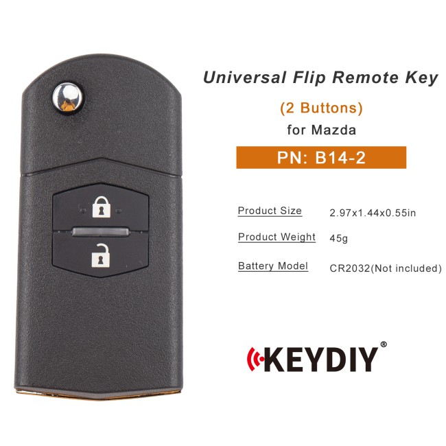 [5Pcs/Lot] KEYDIY KD B14-2 Universal Flip Remote Key 2 Buttons for Mazda Type