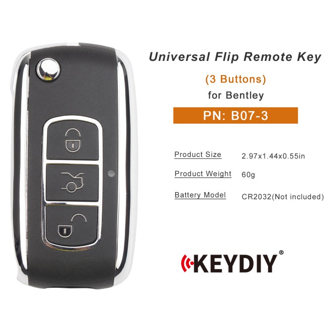 [5Pcs/Lot] KEYDIY KD B07-3 Universal Flip Remote Key 3 Buttons for Bentley Type