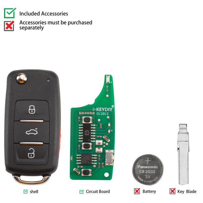 [5Pcs/Lot] KEYDIY KD B08-4 Universal Flip Remote 3+1 Buttons for Volkswagen Type