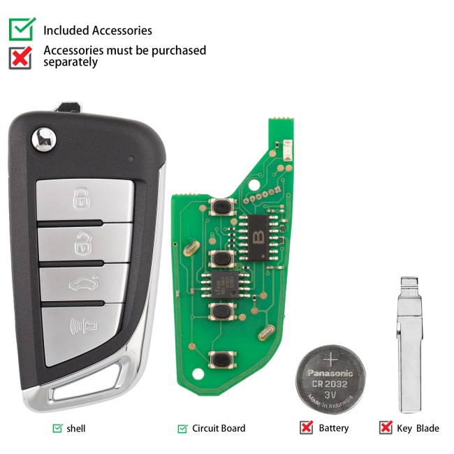 [5Pcs/Lot] KEYDIY KD B59-4 Universal Flip Remote Key 4 Buttons