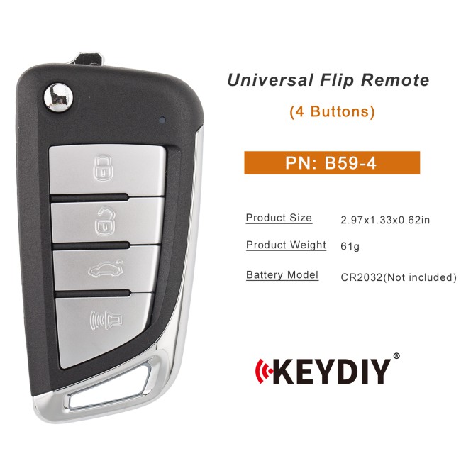 [5Pcs/Lot] KEYDIY KD B59-4 Universal Flip Remote Key 4 Buttons