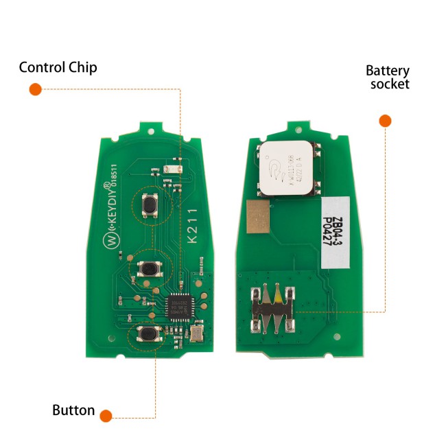 [5Pcs/Lot] KEYDIY KD ZB04-3 Universal Smart Remote Key (Middle Slot) 3 Buttons for Hyundai Type
