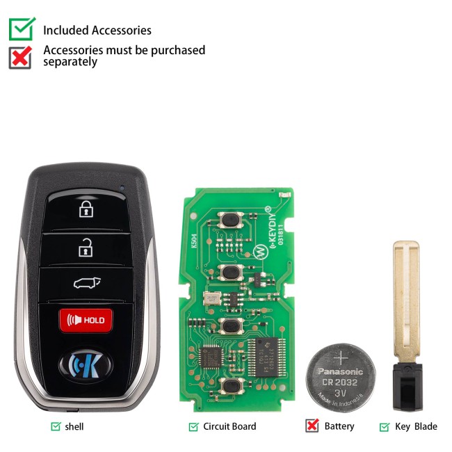 [5Pcs/Lot] KEYDIY KD TDB01-4 Universal Smart Remote Key 3+1 Buttons for Toyota Type